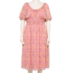 LC Lauren Conrad Pink Floral Midi Dress